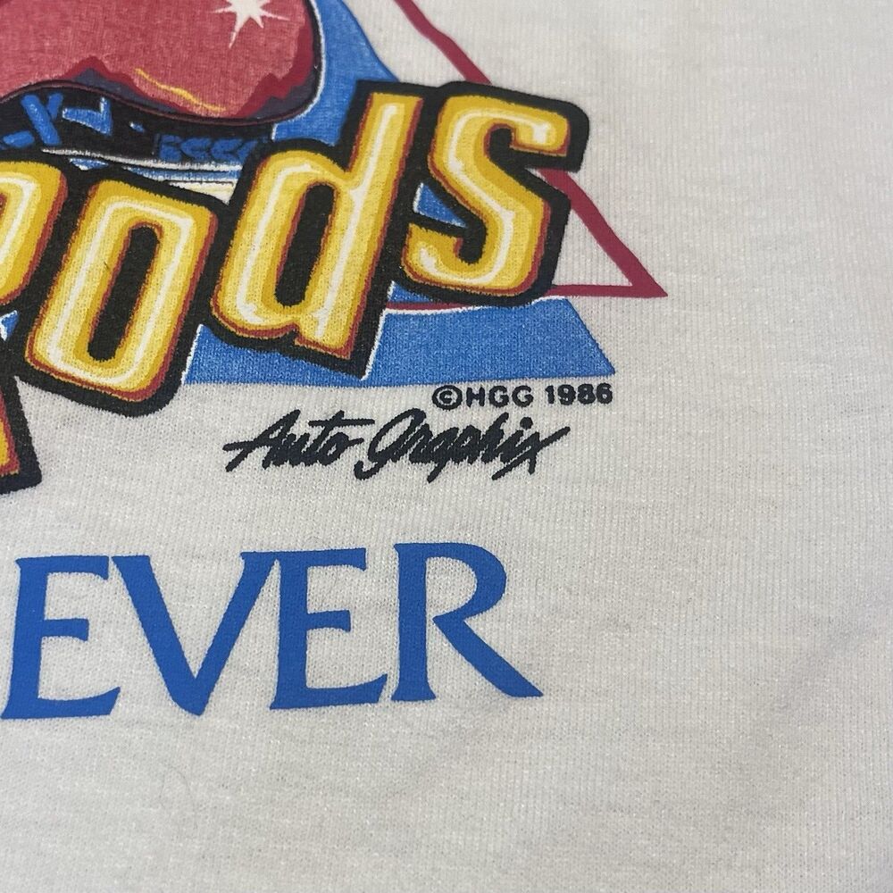 Vintage Street Rods Shirt Large White Colorful Single Stitch 1986 USA - Picture 2 of 11